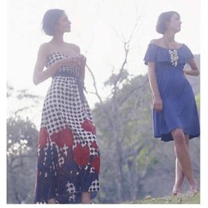 Maeve Red Tulip Fields Floral Navy Maxi Dress